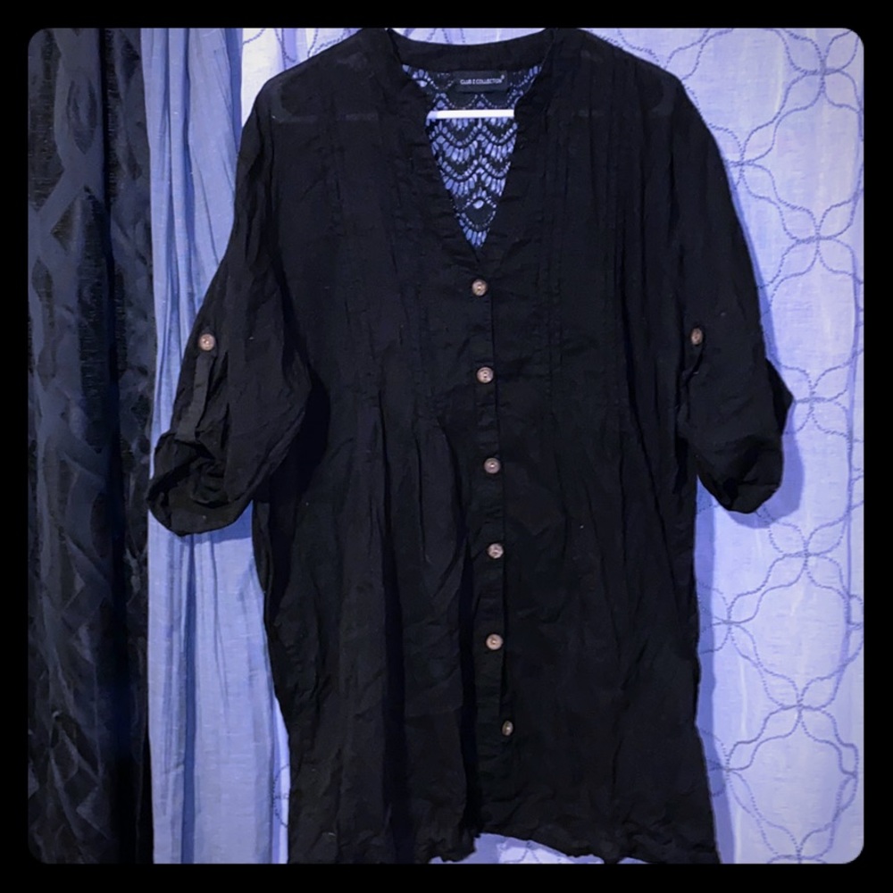Lace back button up shirt